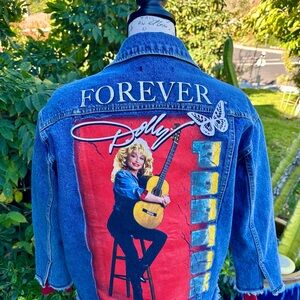 Rare Forever Dolly Parton Fringe Jean Jacket Women's Small